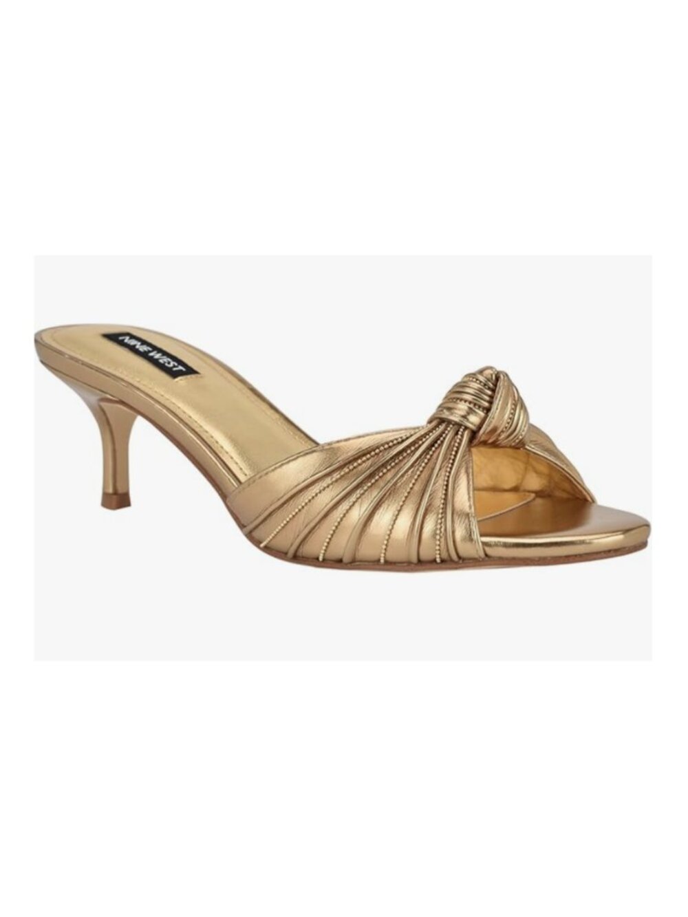 Nine West Laike Gold Slide Heels Women's 6.5 Metallic Glamoratti Wedding Knotted